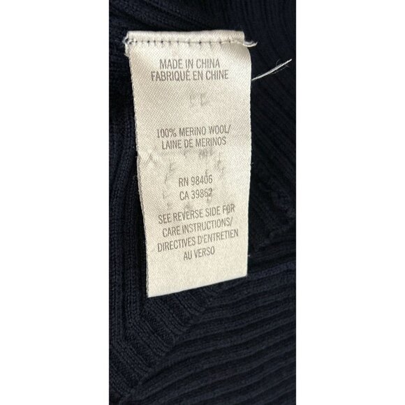 THEORY Knitted Wool Crewneck Pullover Ribbed High-Low Sweater Size Small/P - Picture 4 of 5